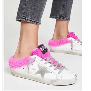 Golden Goose Pink Shearling Sabot